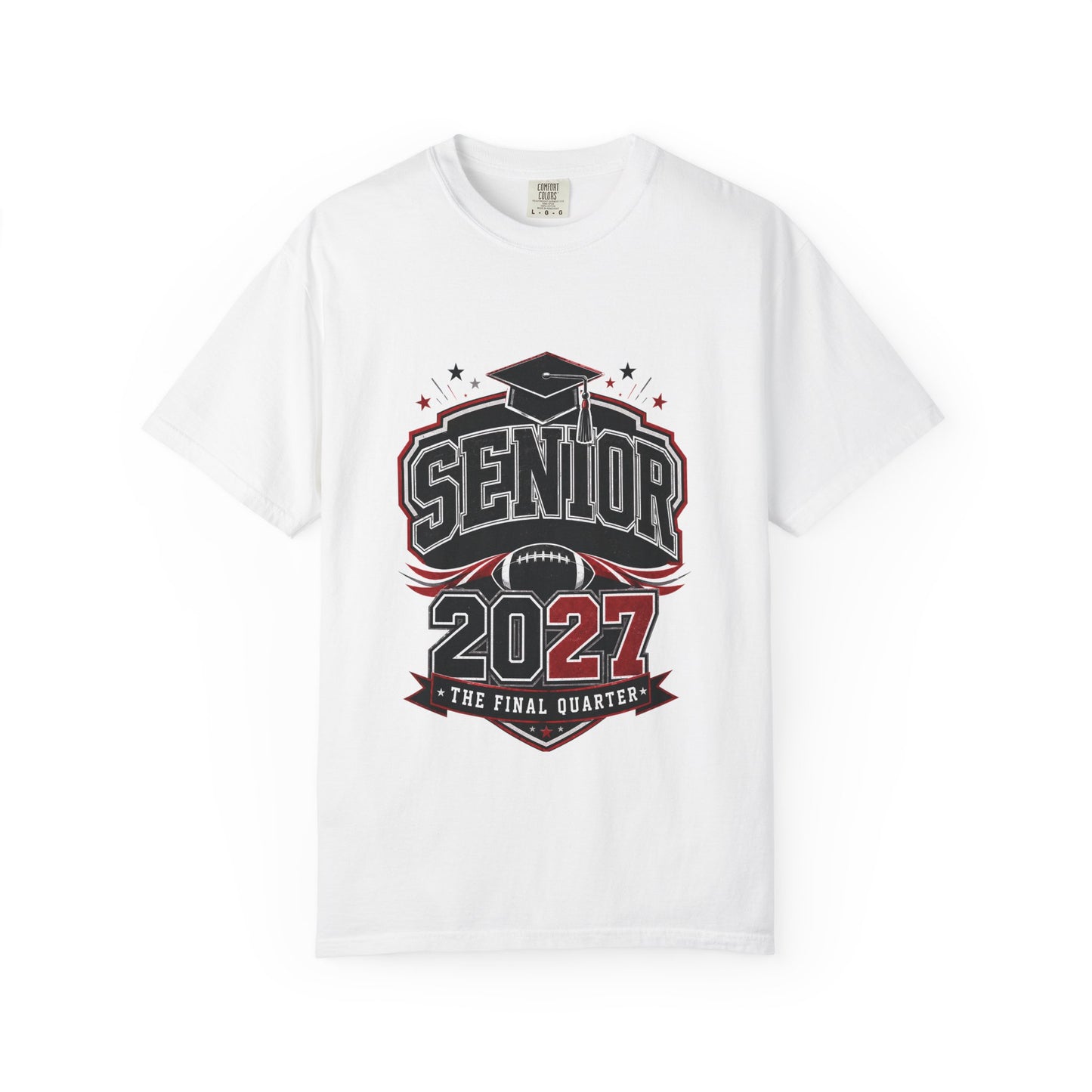 Senior 2027 Football Shirt, The Final Quarter Comfort Colors Tee, Class of 2027 Graduation Gift