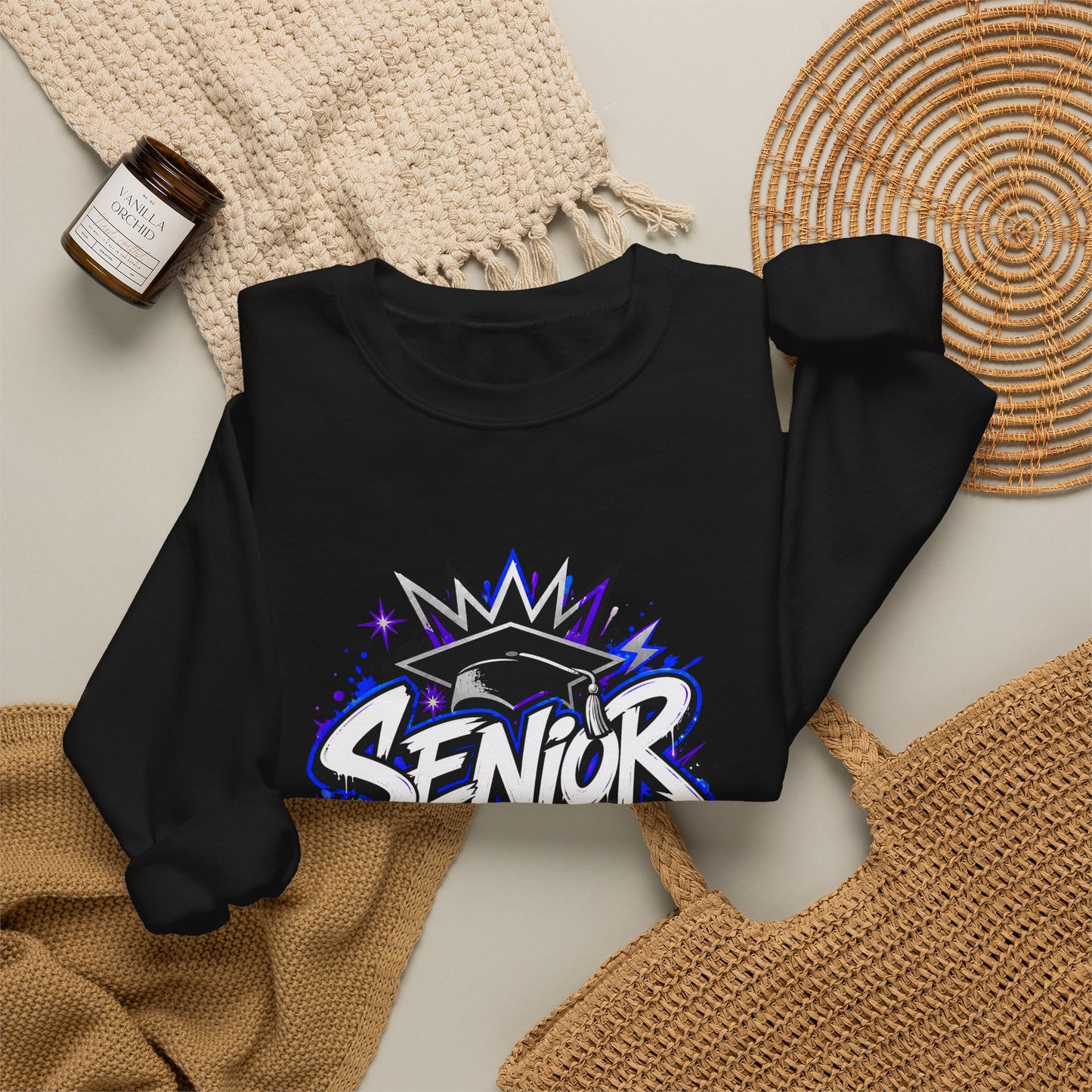 Senior 2026 Graffiti Sweatshirt | Class of 2026 Graduation Crewneck | Purple and Blue Senior Sweater