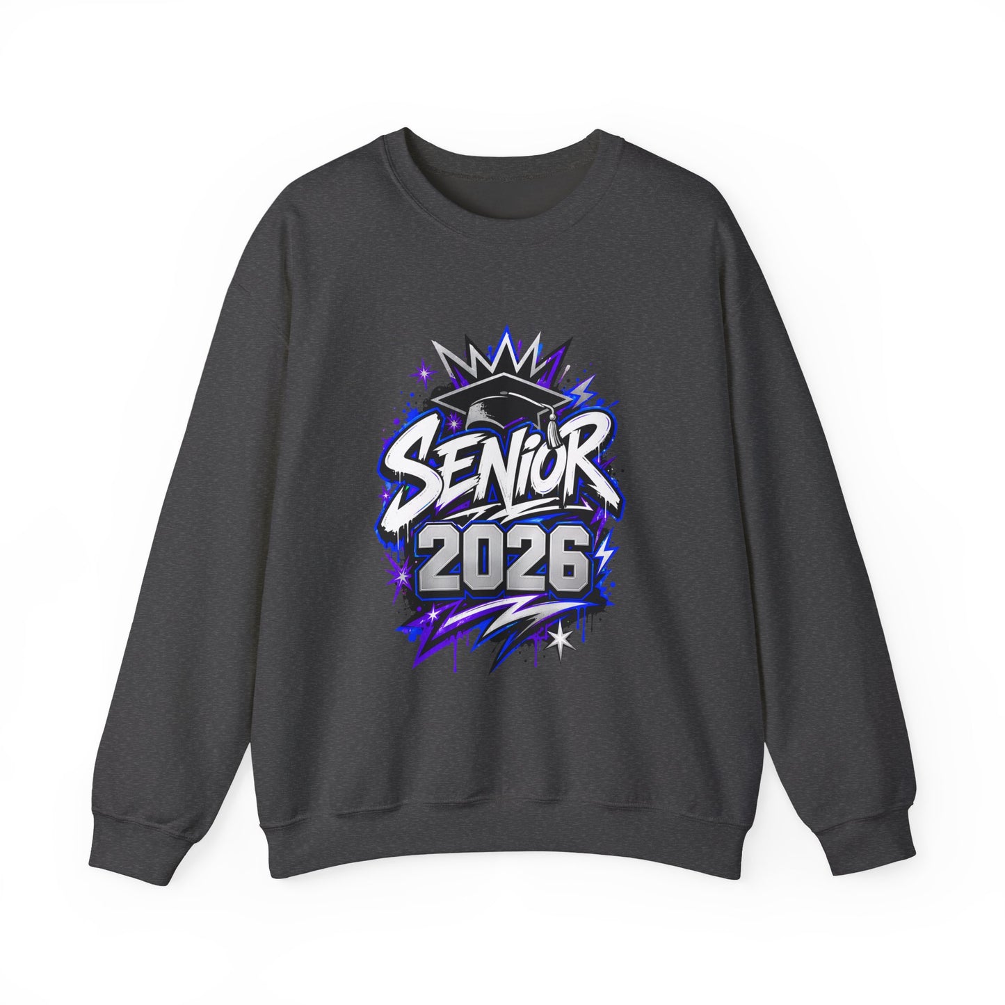 Senior 2026 Graffiti Sweatshirt | Class of 2026 Graduation Crewneck | Purple and Blue Senior Sweater