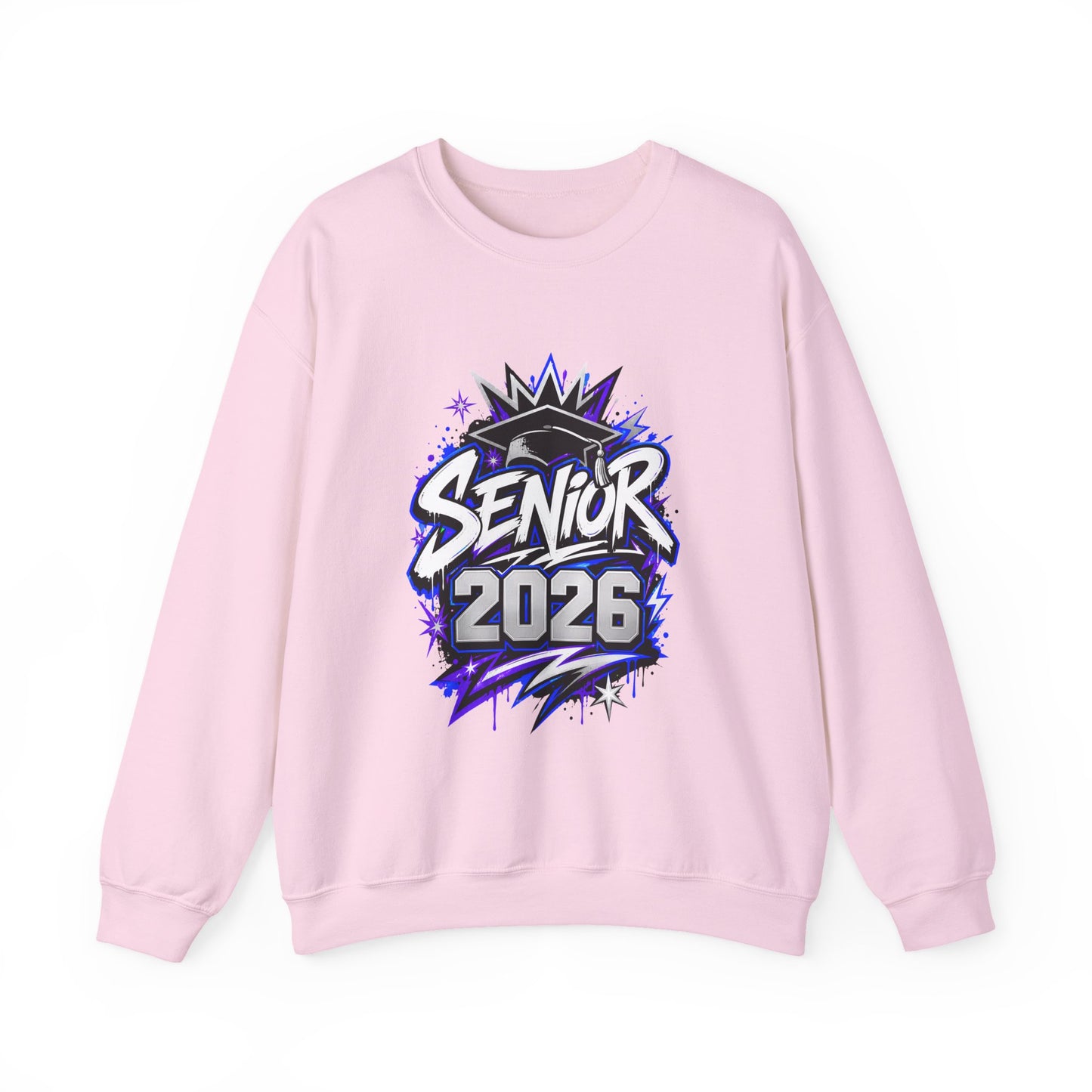 Senior 2026 Graffiti Sweatshirt | Class of 2026 Graduation Crewneck | Purple and Blue Senior Sweater