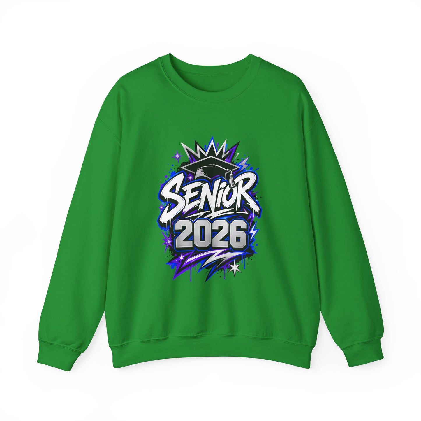 Senior 2026 Graffiti Sweatshirt | Class of 2026 Graduation Crewneck | Purple and Blue Senior Sweater