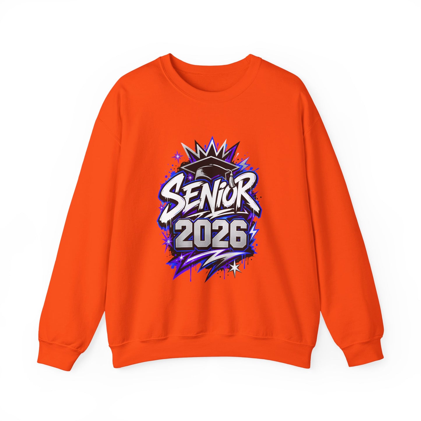 Senior 2026 Graffiti Sweatshirt | Class of 2026 Graduation Crewneck | Purple and Blue Senior Sweater