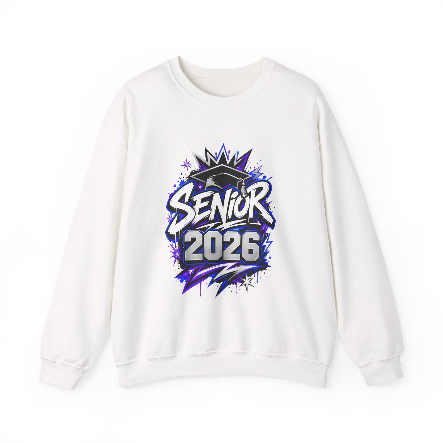 Senior 2026 Graffiti Sweatshirt | Class of 2026 Graduation Crewneck | Purple and Blue Senior Sweater
