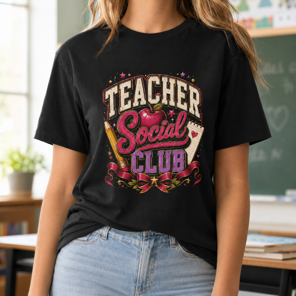 Teacher Social Club Comfort Colors® T-Shirt – Retro Teacher Graphic Tee, Back to School Shirt, Teacher Appreciation Gift