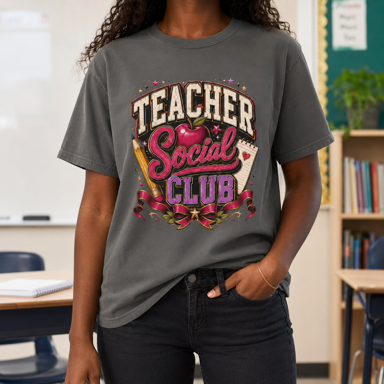Teacher Social Club Comfort Colors® T-Shirt – Retro Teacher Graphic Tee, Back to School Shirt, Teacher Appreciation Gift