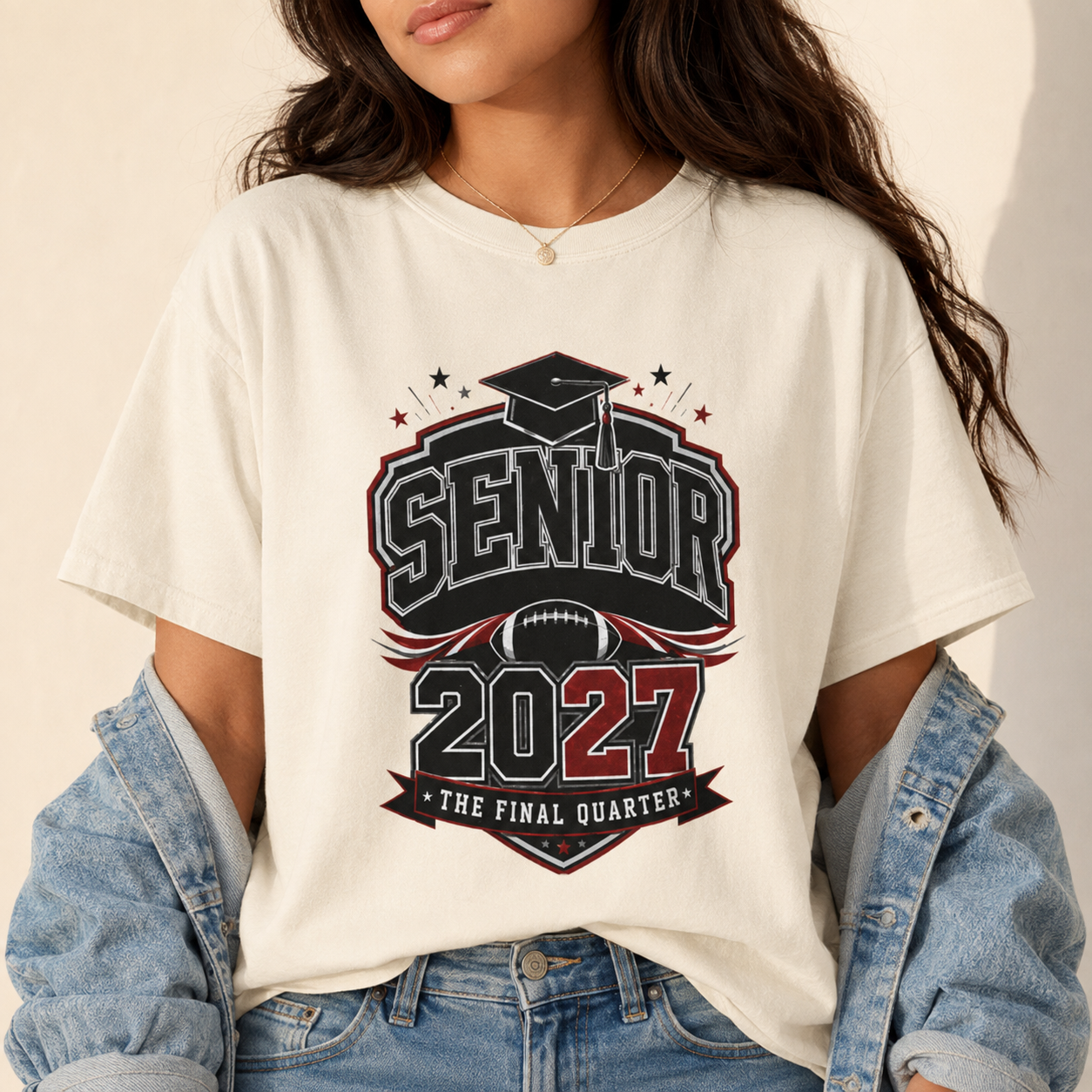 Senior 2027 Football Shirt, The Final Quarter Comfort Colors Tee, Class of 2027 Graduation Gift