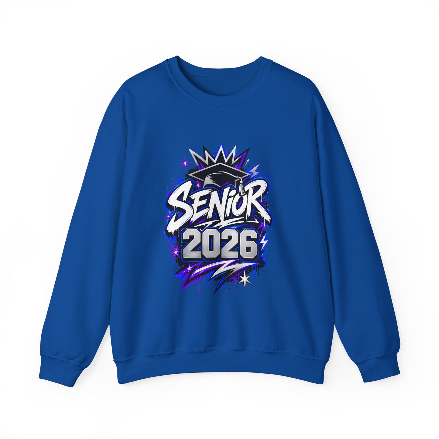 Senior 2026 Graffiti Sweatshirt | Class of 2026 Graduation Crewneck | Purple and Blue Senior Sweater