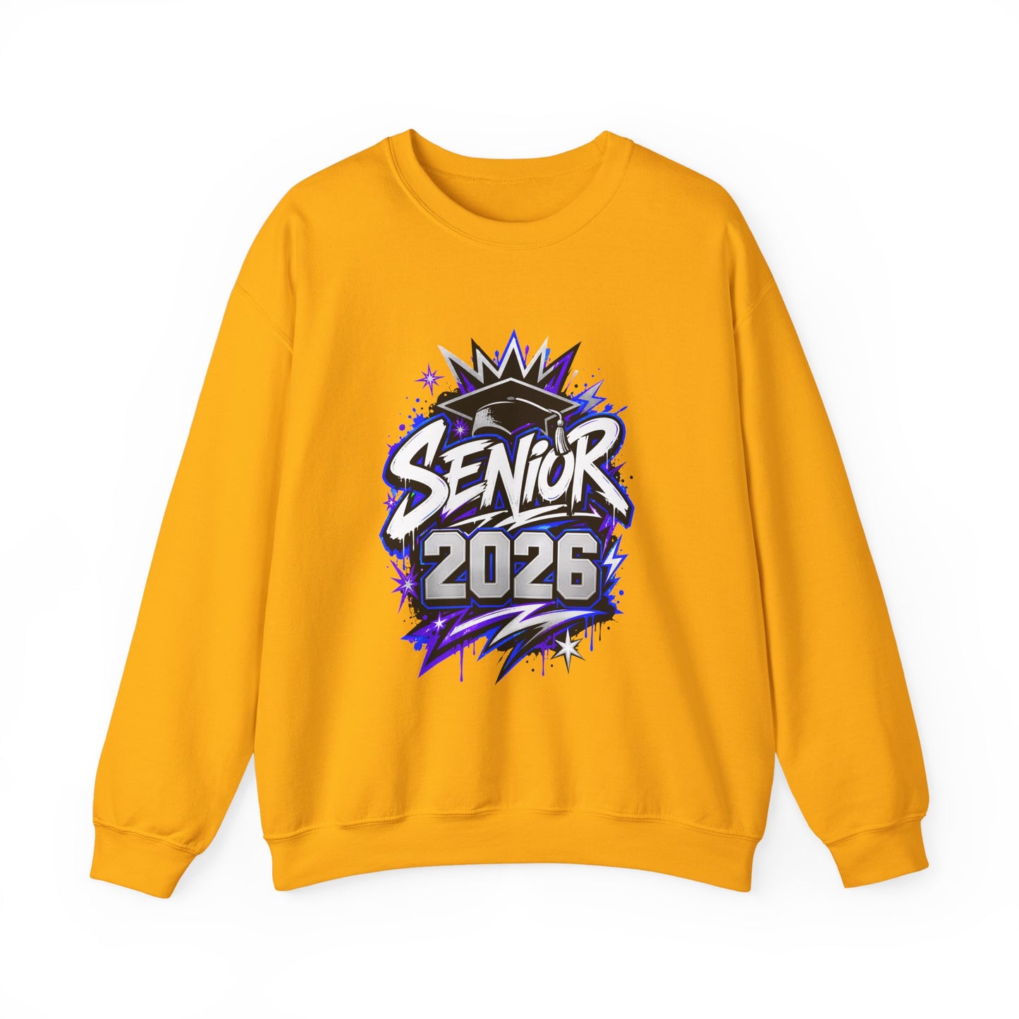 Senior 2026 Graffiti Sweatshirt | Class of 2026 Graduation Crewneck | Purple and Blue Senior Sweater