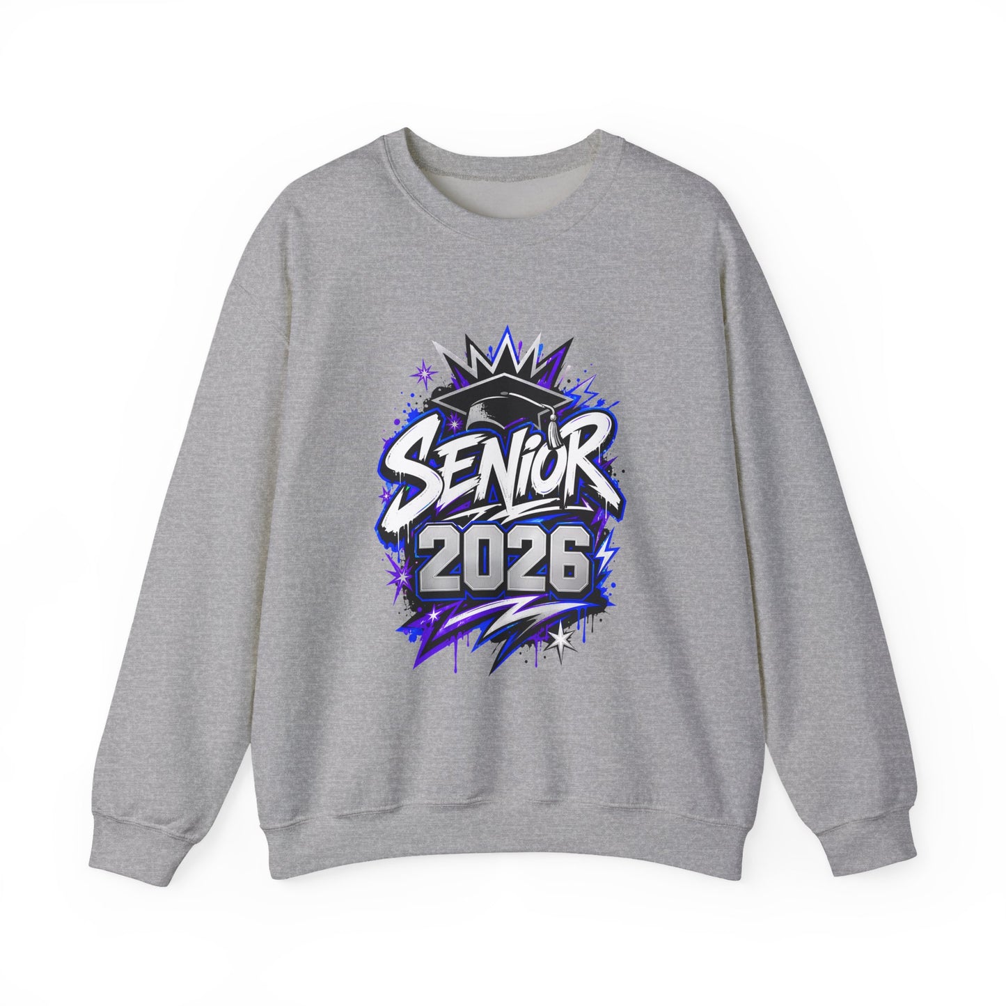 Senior 2026 Graffiti Sweatshirt | Class of 2026 Graduation Crewneck | Purple and Blue Senior Sweater