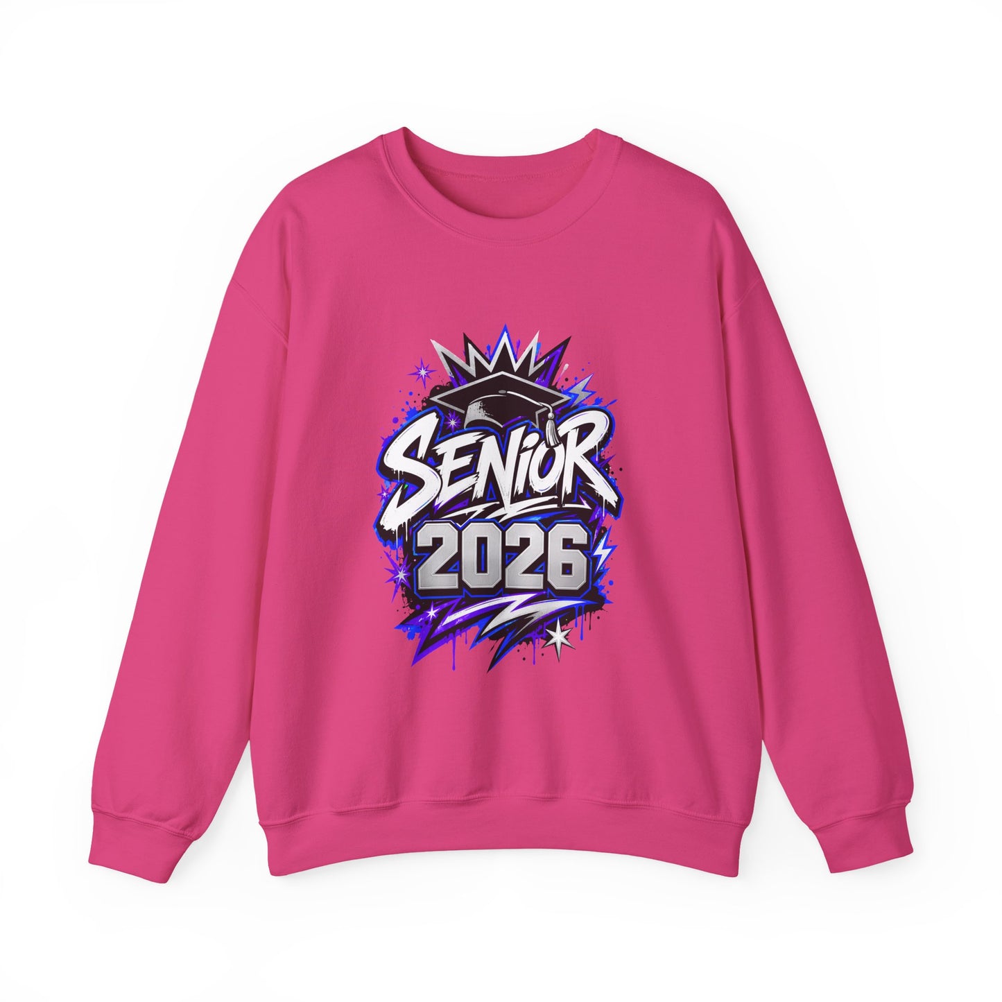 Senior 2026 Graffiti Sweatshirt | Class of 2026 Graduation Crewneck | Purple and Blue Senior Sweater