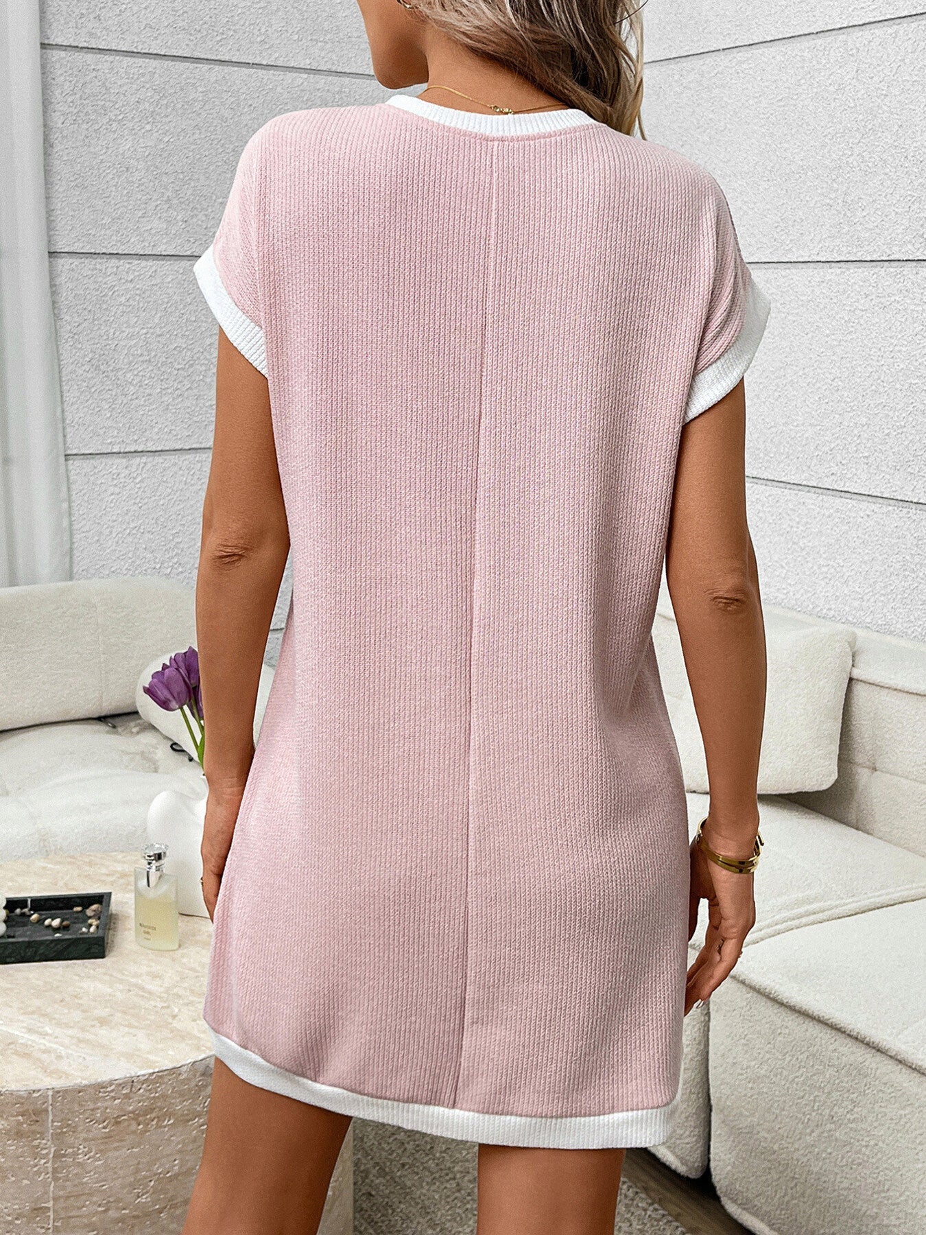 Contrast Trim Ribbed Mini