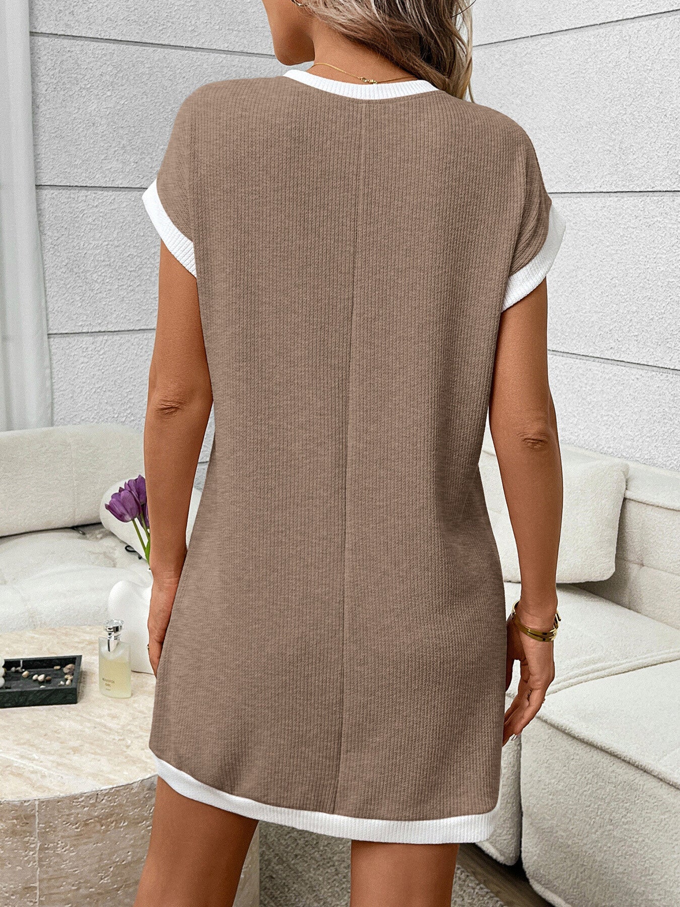 Contrast Trim Ribbed Mini