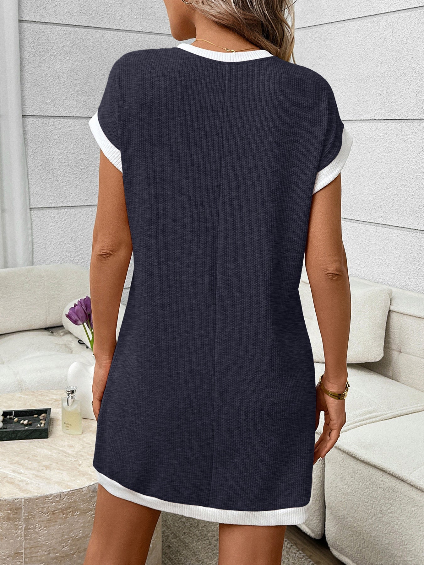 Contrast Trim Ribbed Mini